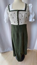 Landhauskleid Gr.36 von Gössl, Leinen, grün-beige mit Stickerei,Leinen, lang,