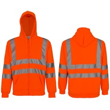 Warnschutz Sweatshirt Pullover Warnschutzpullover Pulli Orange Kaputze (MERK-P)