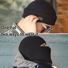 2-IN1-Herren-Strickmütze-Thermo-Balaclava-Sturmhaube-Skimaske-Winter-Warme-Mütze