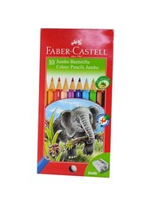 Faber-Castell 10 Jumbo Buntstifte extra dicke Mine bruchgeschützt gratis Spitzer