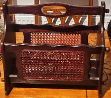 Vintage eichenholz korb rattan - eichenholz,