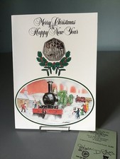 Isle Of Man 50p Münze Weihnachtskarte 1984.  Dampfbahn Design - Diamond Finish