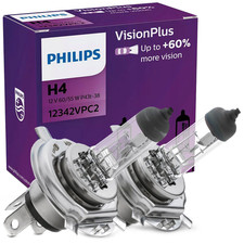 2x PHILIPS VisionPlus H4 Glühlampen Fernlicht 12V 60/55W P43t-38 Halogen