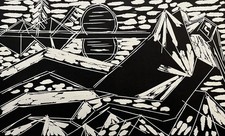 Orig.-Linolschnitt Sepp Mahler (1901-1975) Kubistische Landschaft handsigniert