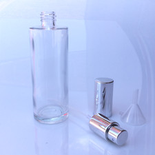 Parfum Flakon -Flasche -GLAS- NEU leer 100ml + Trichter-nachfüllbar-silber