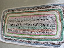 Fleckerlteppich Unikat Häkelarbeit 100 cm x 55 cm nur Baumwollmaterialien