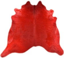 PRMIUM KUHFELL STIERFELL ROT  GEFÄRBT 210 x 190 cm FELLTEPPICH