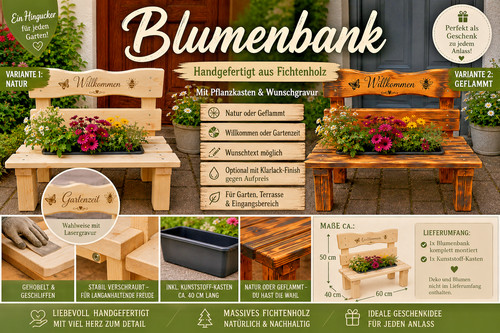 Blumenbank holz mit - blumenbank,