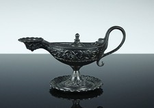 Feine Berliner Eisen Öllampe Zimmermann Hanau 19. Jahrhundert