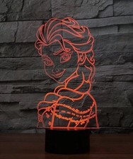 Nachttischlampe Elsa 3D Hologramm Lampe Bunt Schreibtischlampe Farbwechsel