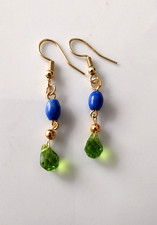 1 Paar Edelstein-Ohrringe, Lapislazuli und Peridot, grün-blau ?