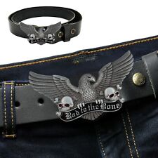 Ledergürtel Adler Biker Skull Motiv mit Schnalle *184