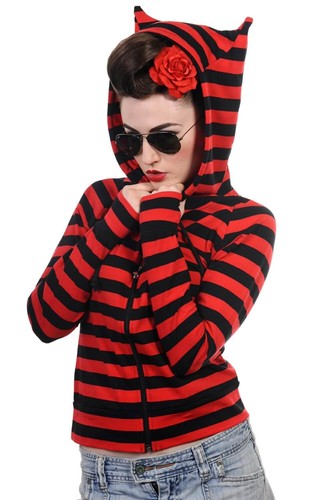 Damen hoodie schwarz - schwarz, rot