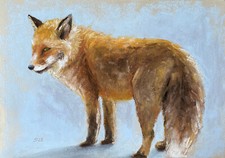 Fuchs Original Pastell Malerei, Wildtier Gemälde, Pastell auf Papier, A3