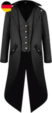 Herren Steampunk Vintage Frack Jacke Mittelalter Gothic Viktorianischer Gehrock 