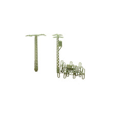 Überlandleitung, Dreifachträger - 5x Mast + 1xTrafomast, Spur N, Stromleitung