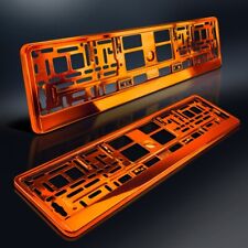 2 Kennzeichenhalter | ORANGE Metallic | Hochglanz Chrom Look | Rot - Gelb | DHL