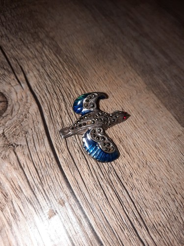 Silberbrosche vogel antik - silberbrosche,