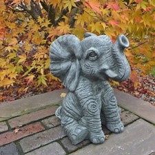 Steinfigur Lustiger Elefant Garten Dekoration Tierfigur Steinguss Frostfest 9 kg