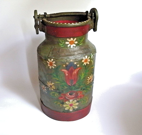 Milchkanne blumen handbemalt - milchkanne,