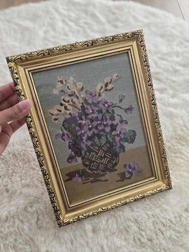 Vintage gobelin blumenbild - vintage,