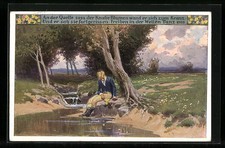Künstler-AK Paul Hey: Volksliederkarte Nr. 94: An der Quelle saß der Knabe 1926 