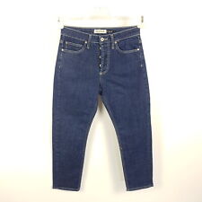 Please Jeans Damen XS W24 Blau Slim Tapered Crop Denim Hose X Small Stretch