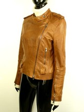 MASSIMO DUTTI  Lederjacke  ECHTLEDER  Gr 34  cognac bikerjacke  Leder Glattleder