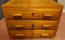 Schmuckkästchen aus edlem Holz, antik, Poliert, 3 Schubladen, Rarität 