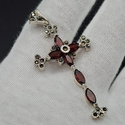 Vintage silber granat kreuz - silber,