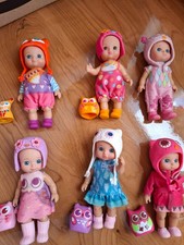 6 x Mini Chou Chou  Puppe   Zapf Creation kl. Puppen mit Eule Rarität 12cm SET 1