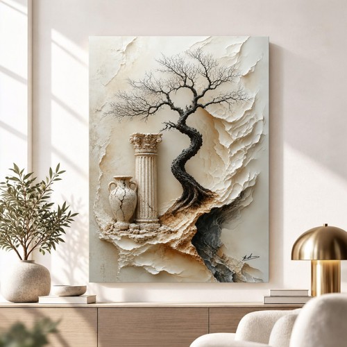 Baum wandbild beige - baum,