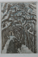 Radierung Eberlein Laubengang