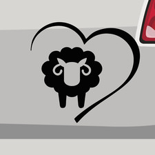 Aufkleber Schaf Herz Wolle