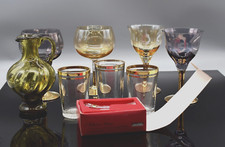 Konvolut 9x Kristall Glas Artikel Sammlung Gläser Vasen Golddekor