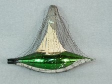 alt Christbaumschmuck Schiff Leonische Drähte geprägt Papier Lauscha 1930 antik