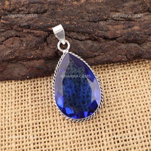 Pear blauer saphir anhänger - pear,