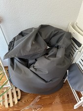 Großer Sitzsack Bean Bag Chair Grau Stoff Sofabezug