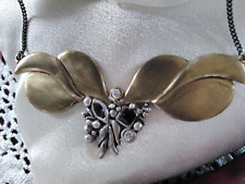 Schmuckset Pilgrim silber und bronzefarben, Halskette und Bronche, farbige Stein