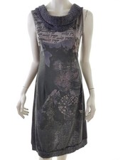 💚 SOGGO Strickkleid für Damen Grau S Ärmellos Drapierter Ausschnitt 💚