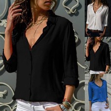 Damen Knopf Langarm Hemdbluse