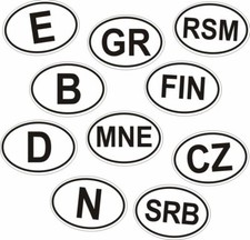 Länderkennzeichen Europa 47 Sorten Autoaufkleber Länderkennzeichen 70 x 50 mm