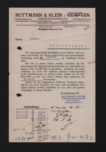 Stuttgart brief 1931 - stuttgart,,
