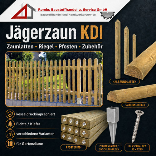 Zaunlatten halbrundlatten kdi - zaunlatten,