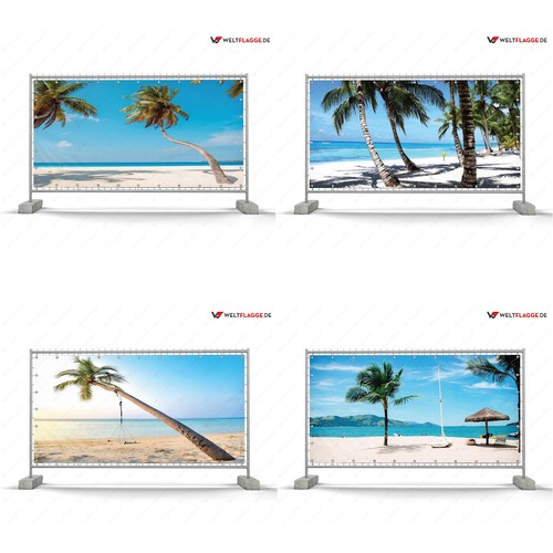 Palm und strand bauzaunplane - palm,
