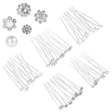 40 Stück Strass Haarnadeln Perlen Hochzeit Haarschmuck Braut Silber Blumen 
