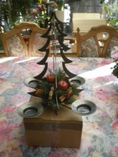 Adventskranz / Weihnachtsbaum für 4 Kerzen Metall, ca. 32 cm hoch, gebr