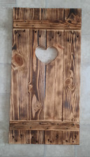 Deko Fensterladen Shabby chic geflammt mit Herzauschnitt aus Altholz Unikat