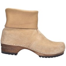 Sanita 'Sussi' Roll-top Suede Clog Boots in Nature (477110) - Hölzern