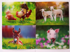 3 D Ansichtskarte Bauernhoftiere Postkarte Wackelkarte Hologrammkarte Tier Esel